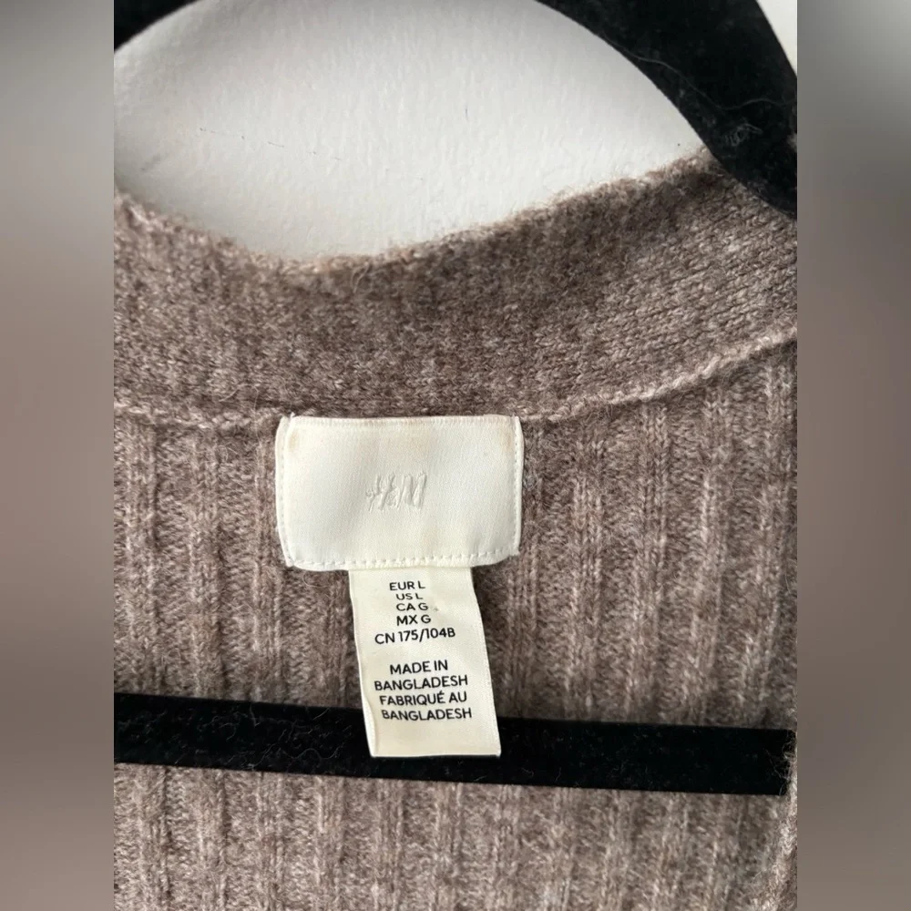 H&M Long Ribbed Duster Cardigan  Balloon Sleeve Cozy Layer L - Picture 3 of 10